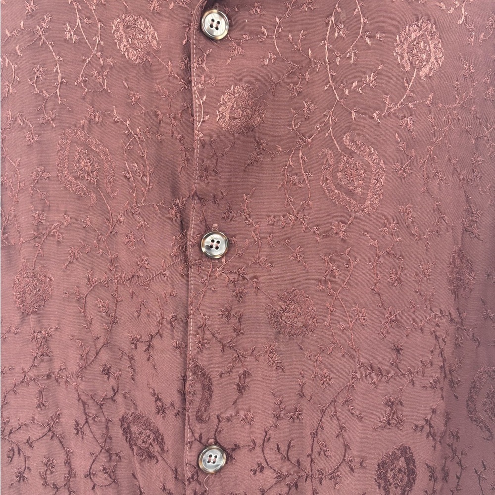 CP Shades Women’s Embroidered Button Up Shirt Blouse Textured Floral Vine Brown - Picture 4 of 6